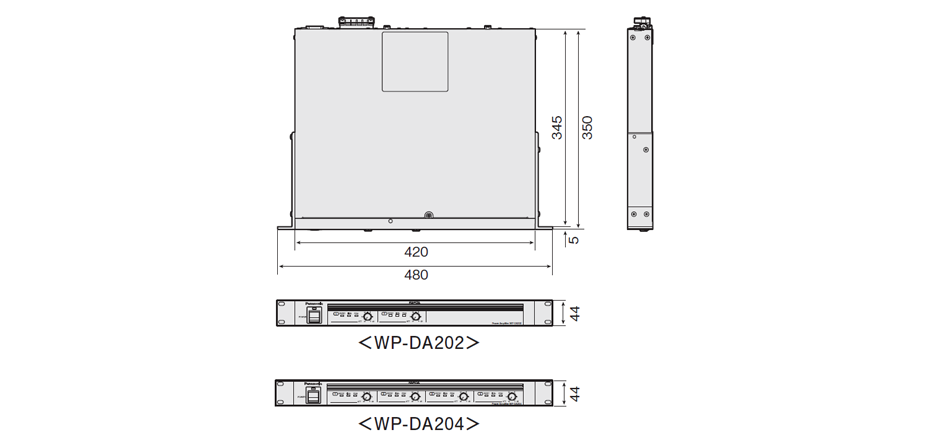 WP-DA202 / WP-DA204 寸法図