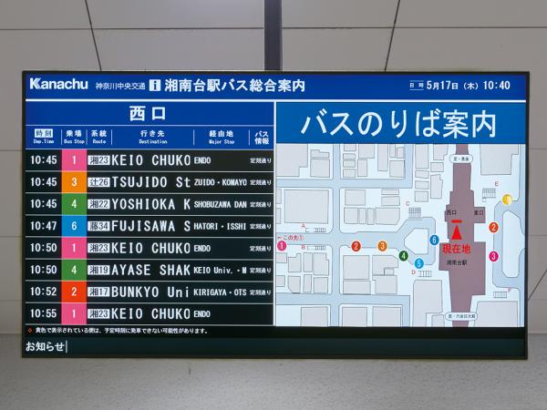 写真：湘南台駅構内バス乗り場案内