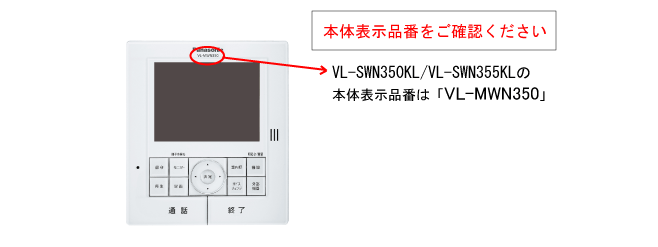 写真：テレビドアホン対象品番の確認方法