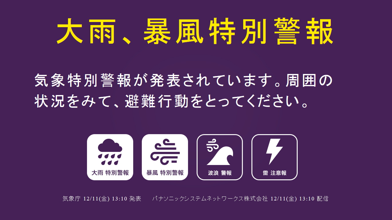 写真:Lアラート情報のメッセージ配信例