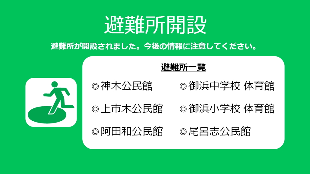 写真:避難所開設のメッセージ配信例
