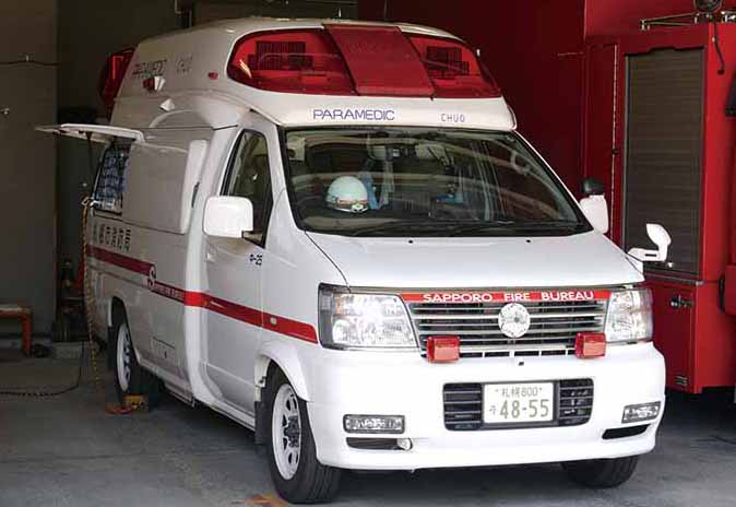 写真:出動前の消防車