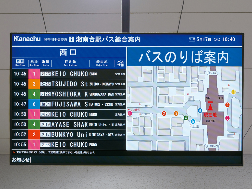 写真:湘南台駅構内バス乗り場案内