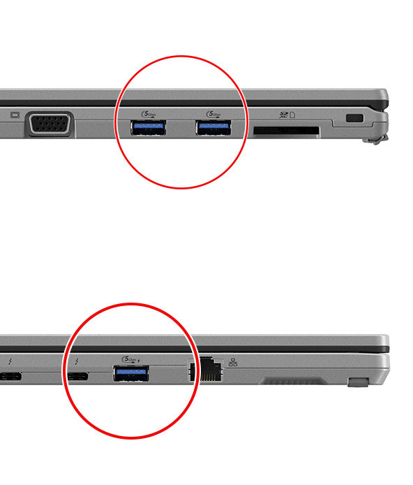 USB3.0 Type-A（5Gbps）ポートを3基※1搭載