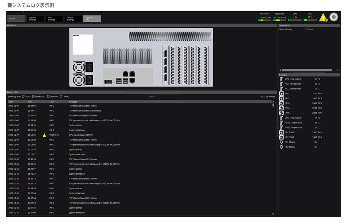 KAIROS AT-KC200システムログの例の画像